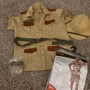 Adult Men Zookeeper/Archeologist/Park Ranger Costume with Hat - Large